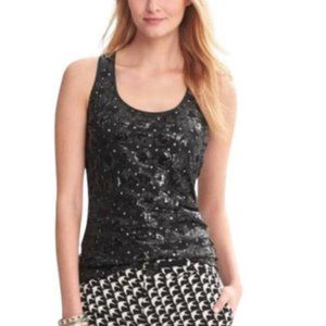 New NWT Banana Republic Women's Tank Cami Top Size XS Black Sleeveless Sequence